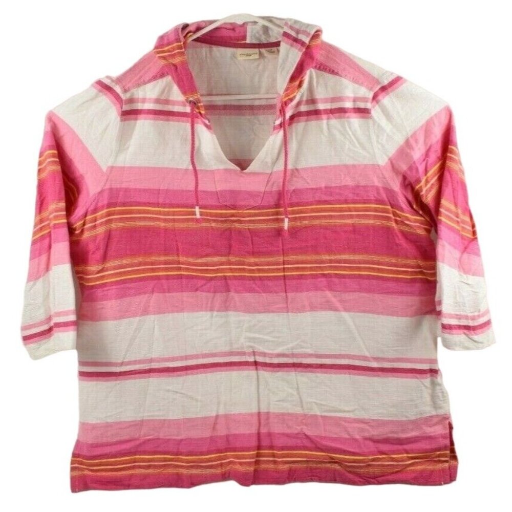 Westbound Misses XL Pink Stripe Pullover Baja Hoodie Shirt